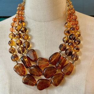 You and I amber tone multi strand statement necklace